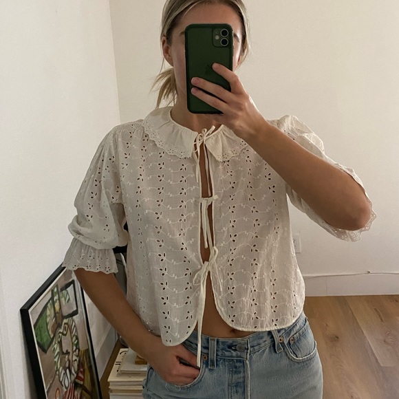 Vintage Tops - UNREAL Vintage Cotton Eyelet Blouse